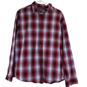 Michael Kors Men's Plaid Button Up Long Sleeve Shirt Size XL